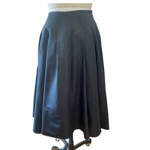 Peter Soronen Silk Full Pleated Midi Length Skirt in Black Size 10